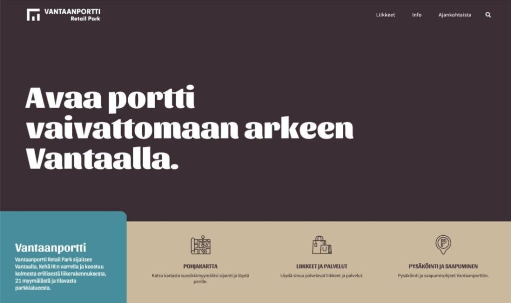 Retail Park Vantaanportin uudet verkkosivut auki
