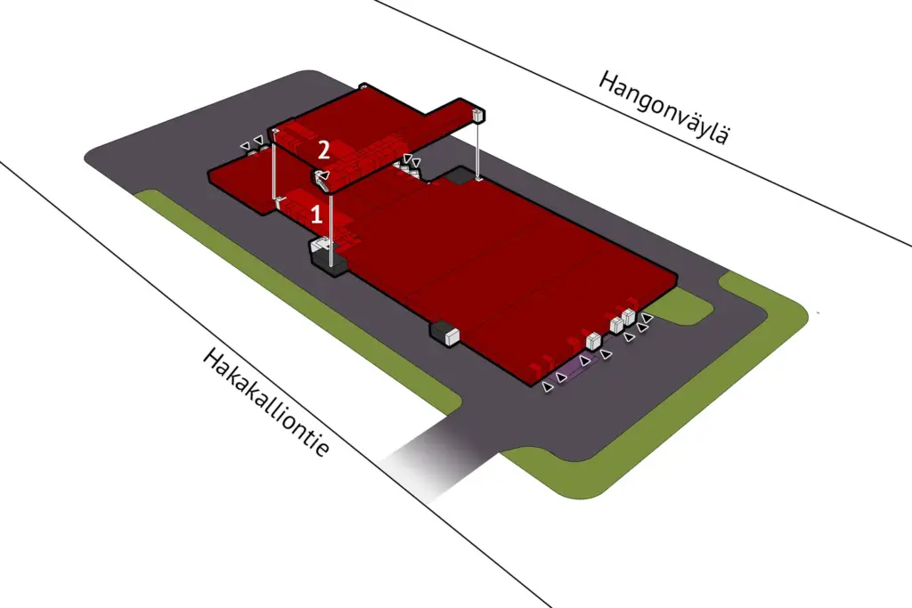 Hyvinkään Hakakalliontie 13, 1-2. kerroksen 14645 m2 toimitilan sijaintikuva.