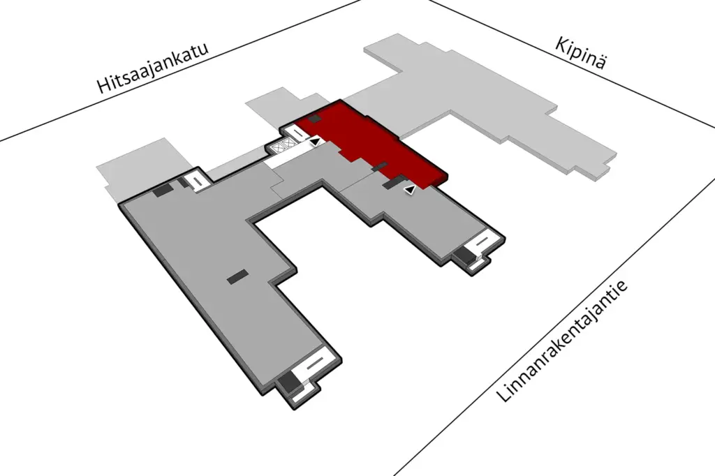 Hitsaajankatu 24, Helsinki, 5. kerroksen 256 m2 toimitilan sijaintikuva.