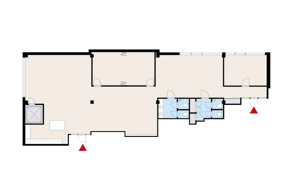 Hitsaajankatu 24, Helsinki, 5. kerroksen 256 m2 toimitilan pohjakuva.