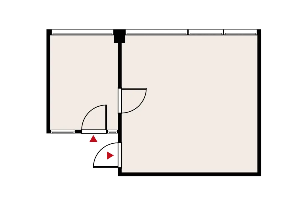 Hitsaajankatu 24, Helsinki, 4. kerroksen 38,5 m2 toimitilan pohjakuva.