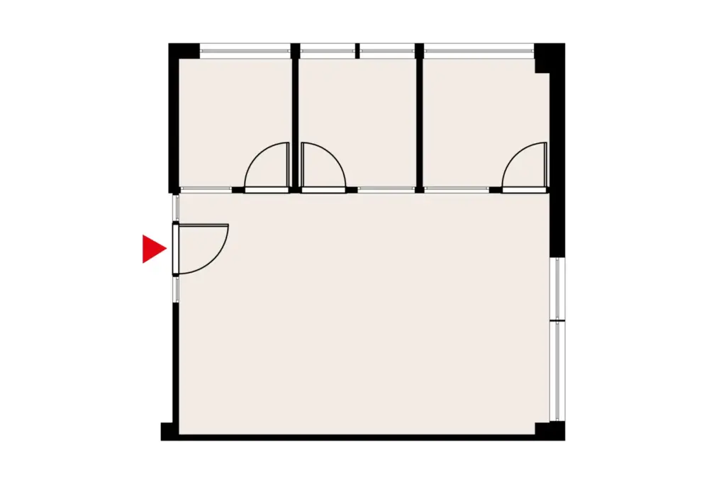 Hitsaajankatu 24, Helsinki, 4. kerroksen 65,5 m2 toimitilan pohjakuva.