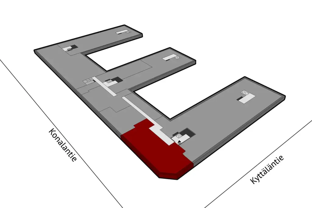 Helsingin Konalantie 47, 3. kerroksen 286 m2 toimitilan sijaintikuva.