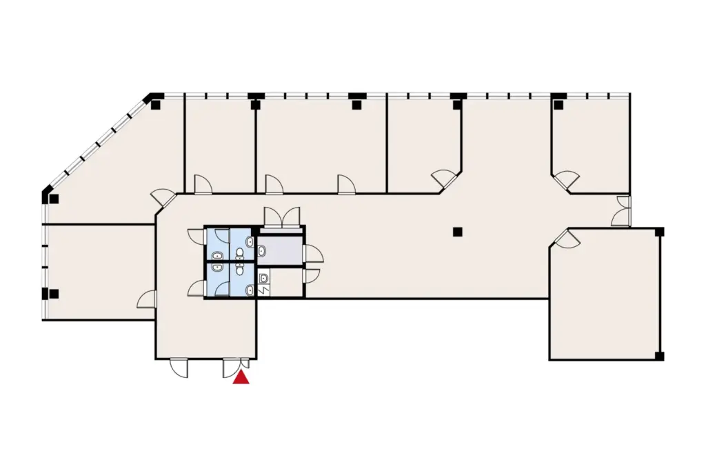 Konalantie 47, Helsinki, 3. kerroksen 286 m2 toimitilan pohjakuva.