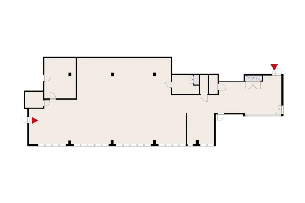 Konalantie 47, Helsinki, 2. kerroksen 344 m2 toimitilan pohjakuva.