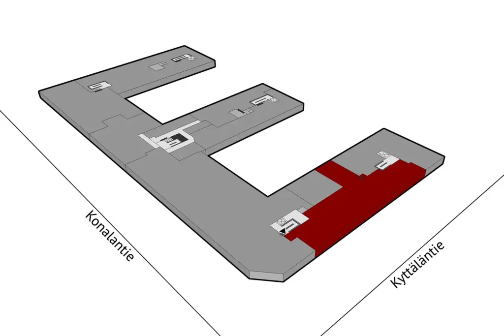 Helsingin Konalantie 47, 2. kerroksen 425 m2 toimitilan sijaintikuva.