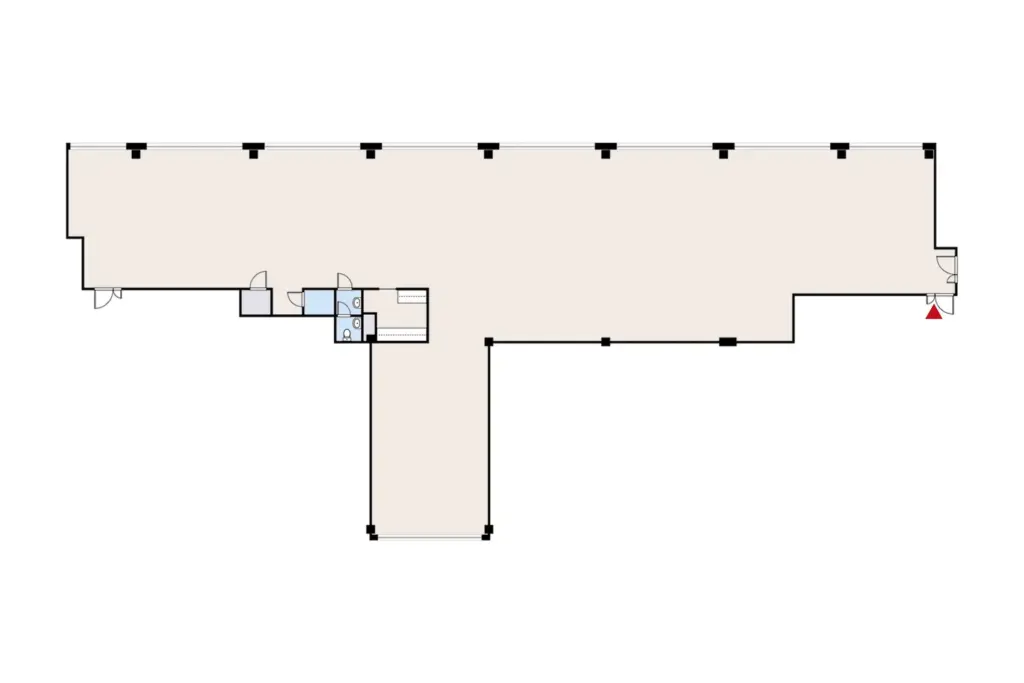 Konalantie 47, Helsinki, 2. kerroksen 425 m2 toimitilan pohjakuva.
