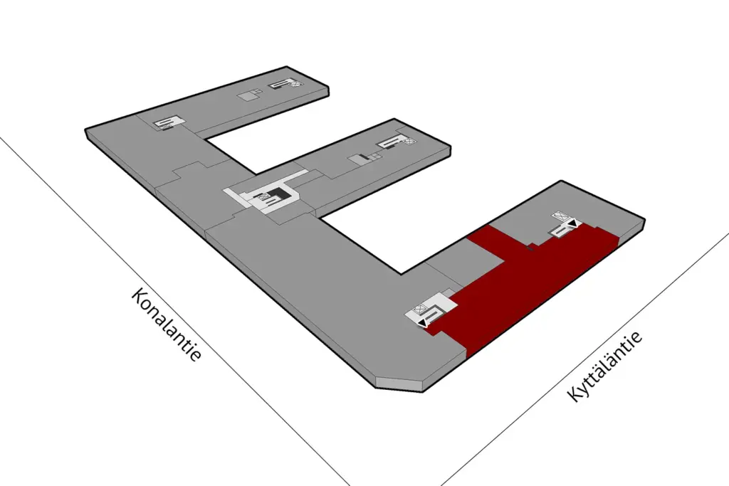 Helsingin Konalantie 47, 2. kerroksen 426,5 m2 toimitilan sijaintikuva.