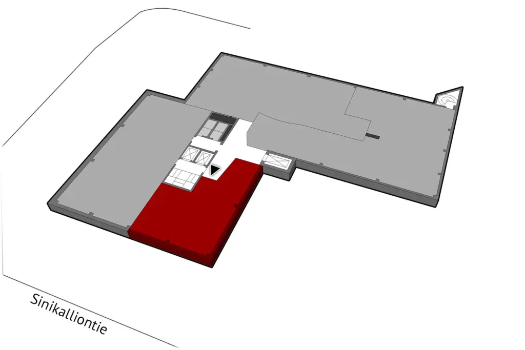 Espoon Sinikalliontie 7:n viidennen kerroksen 108 m2 toimitilan sijaintikuva.