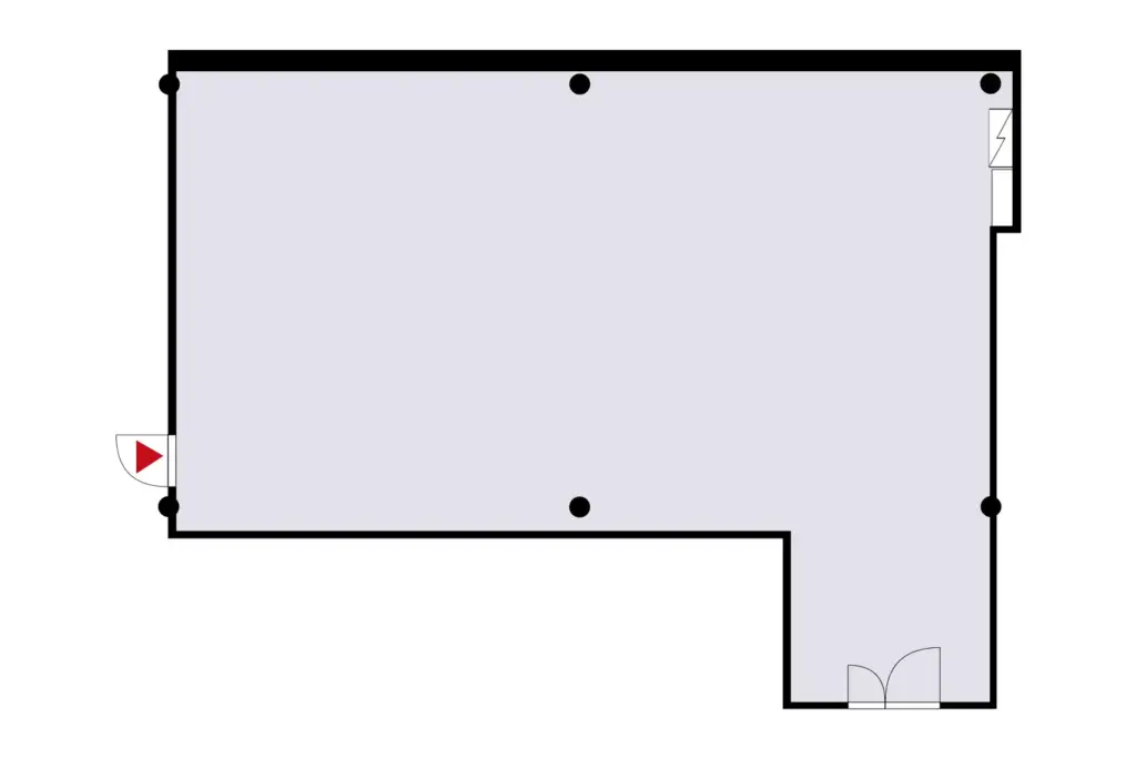 Suomalaistentie 7, Espoo, pohjakerroksen 144 m2 toimitilan pohjakuva.
