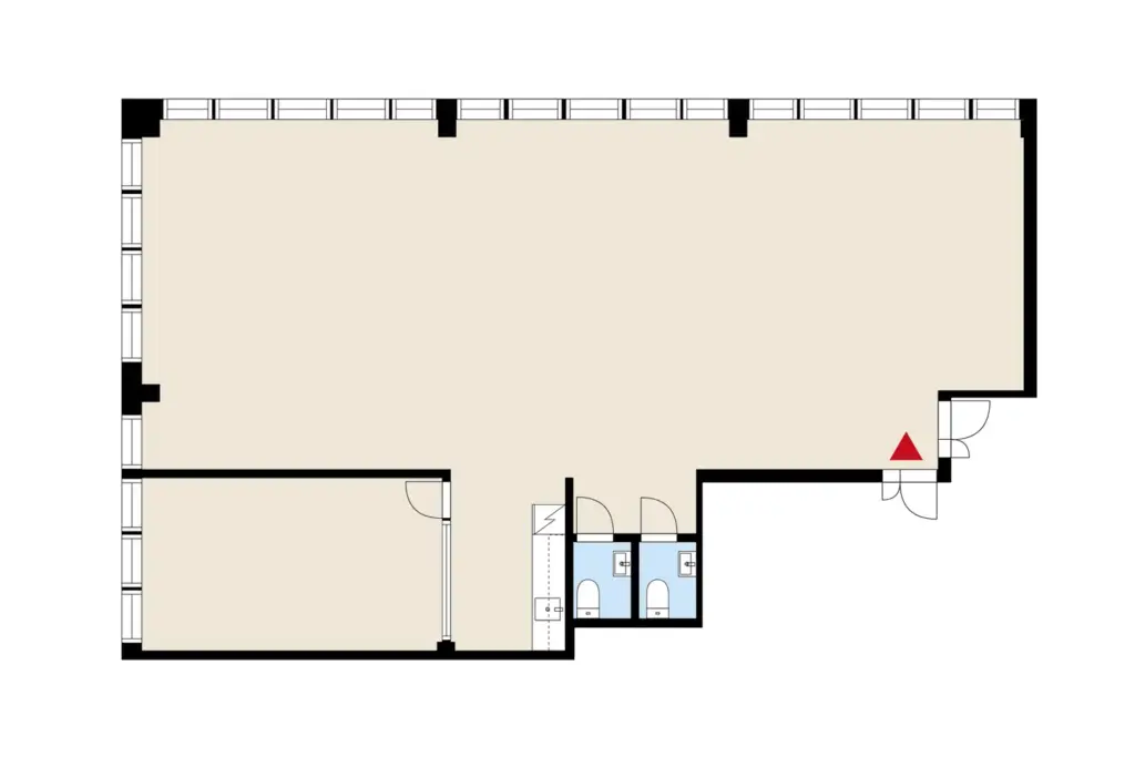 PRESSI Smart Premises B-talo 175 m2 3. kerroksen toimitilan pohjakuva. Tilassa on avotilaa, keittonurkkaus, neuvotteluhuone ja vessat.