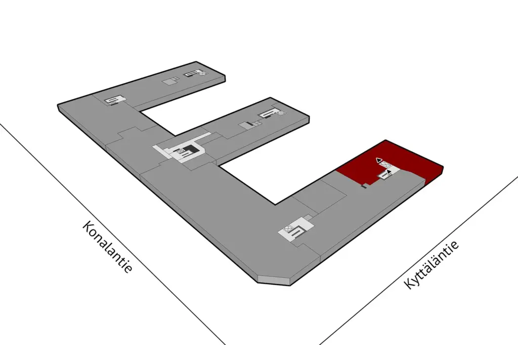 Helsingin Konalantie 47, toisen kerroksen 302 m² toimitilan sijiantikuva