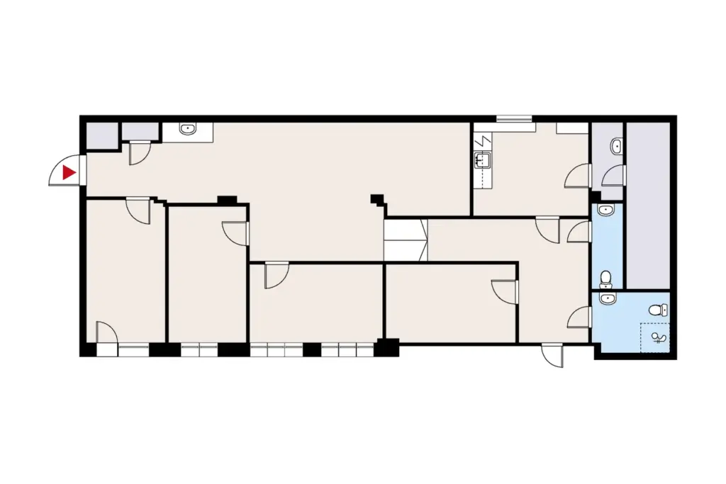 Aleksanterinkatu 21, Helsinki, 3. kerroksen 121 m2 toimitilan pohjakuva.