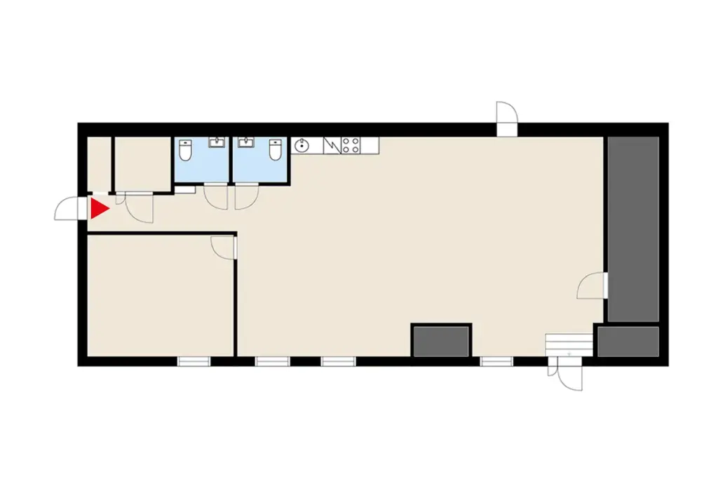 Helsingin Aleksanterinkatu 21, 4. kerroksen 126 m2 toimitilan pohjakuva.