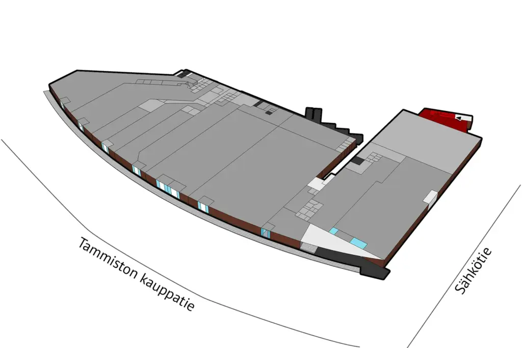 Vantaan Sähkötie 2-6, katutason 121 m2 toimitilan sijaintikuva.