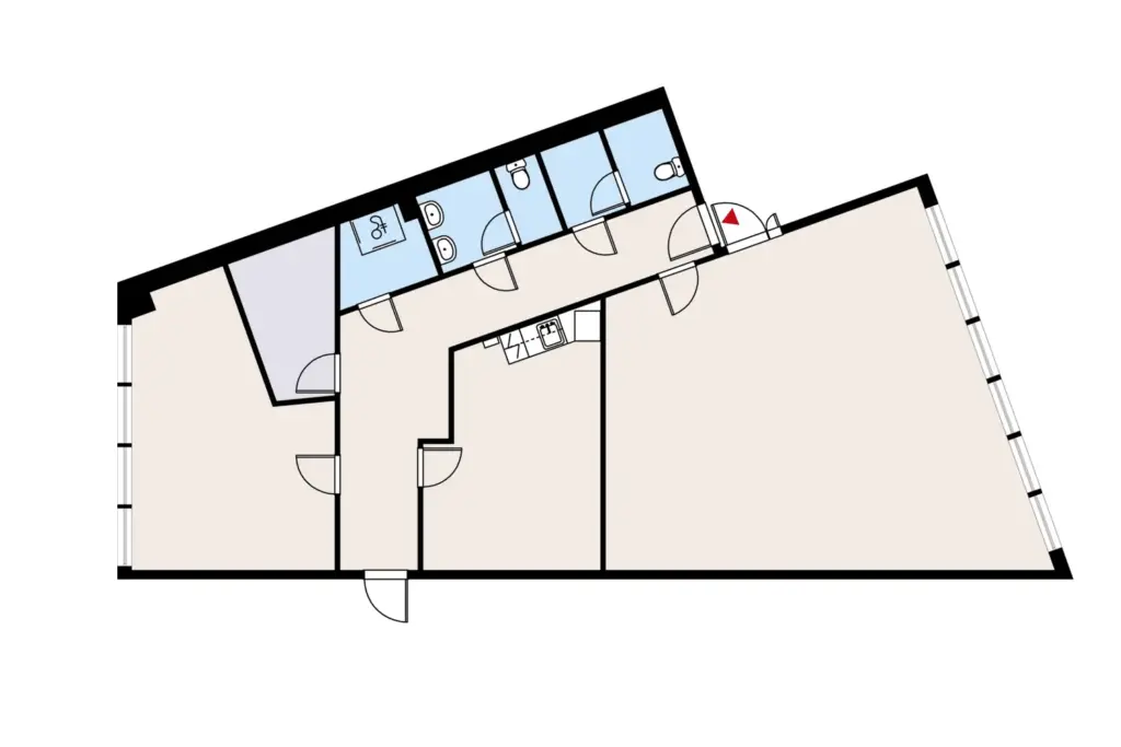 Sähkötie 2-6, Vantaa, katutason 121 m2 toimitilan pohjakuva.