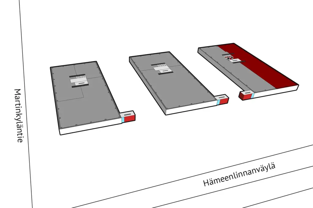 Vantaan Uutistie 3 C, 2.kerroksen pientoimistoalueen sijaintikuva.